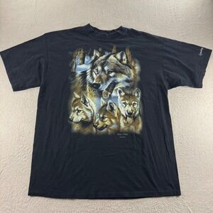 Silkmasters Wolf Graphic T-Shirt Mens XL Black Spencer Williams Art Gorpcore